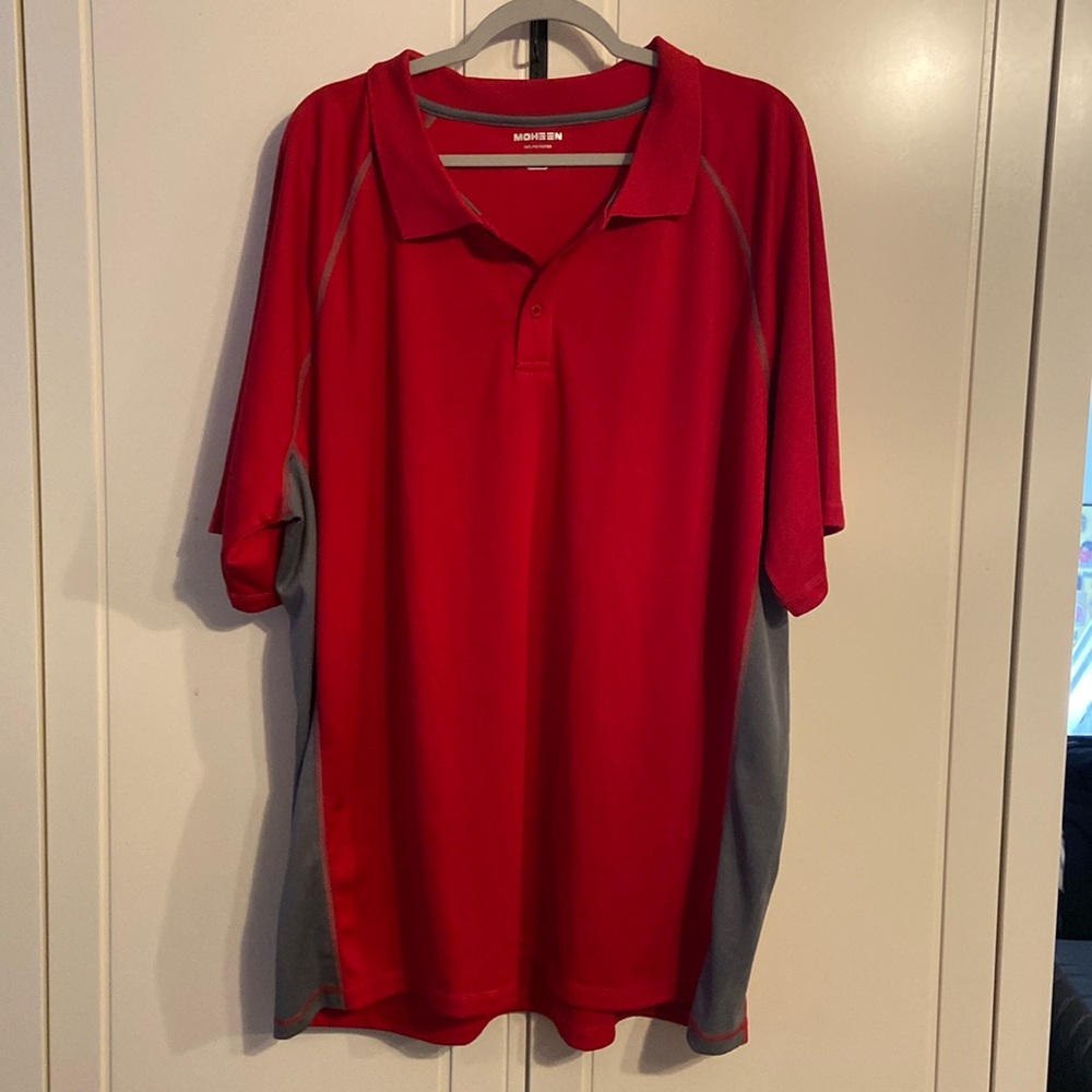 Red and gray polo shirt